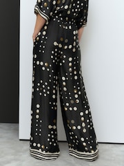 Black Spot Wide Leg Satin Trousers - Image 3 of 8