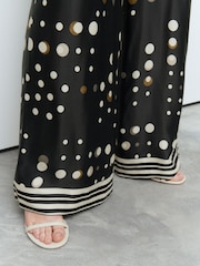 Black Spot Wide Leg Satin Trousers - Image 5 of 8