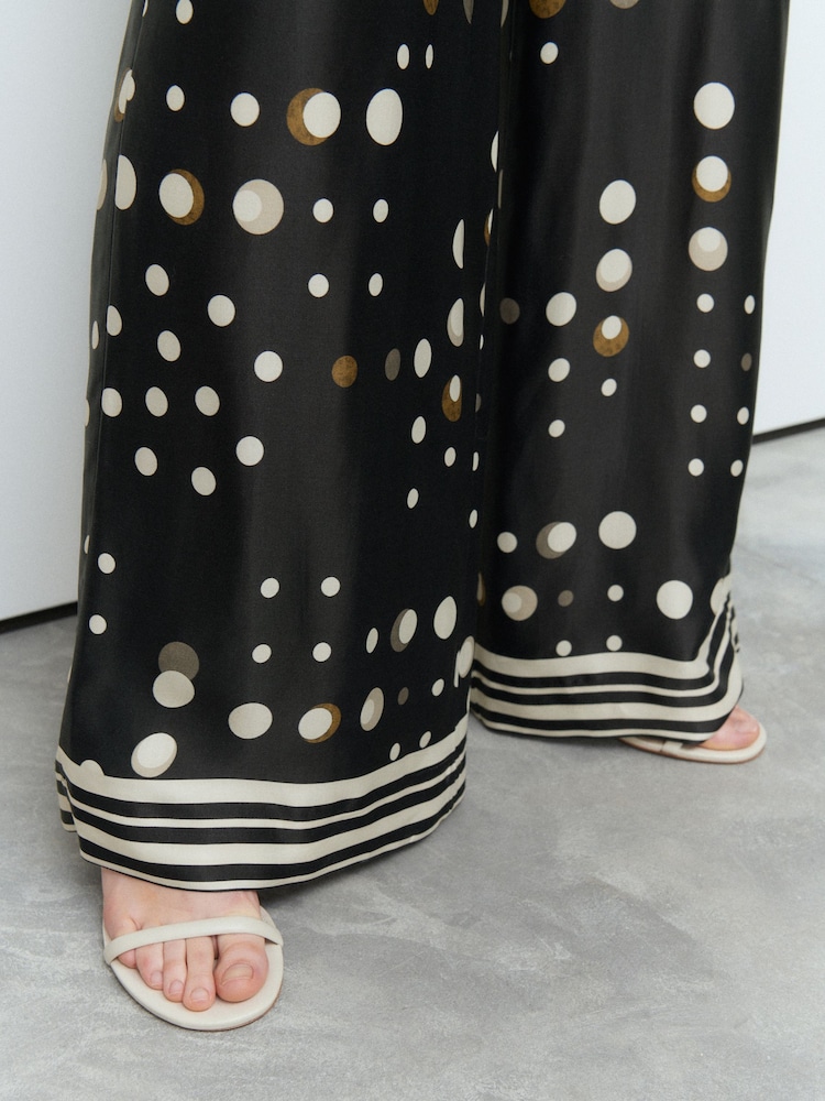 Noir à pois - Pantalons larges en satin - Image 5 of 8