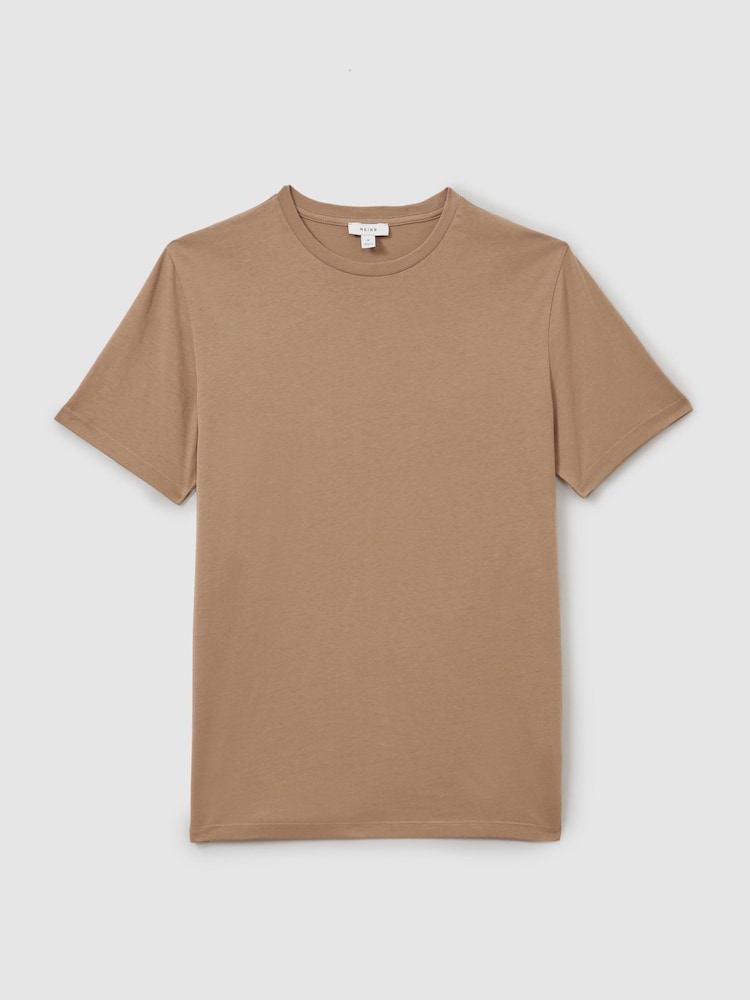 Reiss Camel Bless Cotton Crew Neck T-Shirt - Image 2 of 4