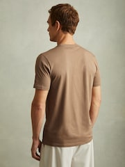 Reiss Camel Bless Cotton Crew Neck T-Shirt - Image 3 of 4