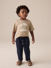Navy Blue Textured Jersey 100% Cotton Joggers (3mths-7yrs) - Image 2 of 3