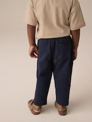 Navy Blue Textured Jersey 100% Cotton Joggers (3mths-7yrs) - Image 3 of 3