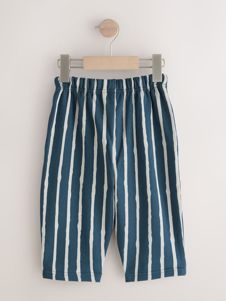 Navy Blue/White Stripe 100% Cotton Patterned Jersey Joggers (3mths-7yrs) - Image 2 of 4