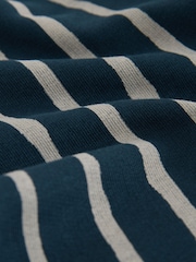 Navy Blue/White Stripe 100% Cotton Patterned Jersey Joggers (3mths-7yrs) - Image 3 of 4