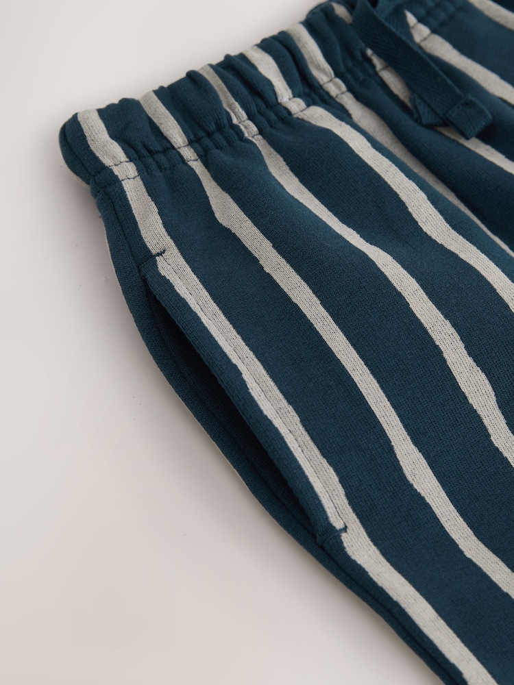 Navy Blue/White Stripe 100% Cotton Patterned Jersey Joggers (3mths-7yrs) - Image 4 of 4
