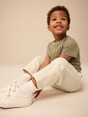 Ecru Off White Patterned Jersey 100% Cotton Joggers (3mths-7yrs) - Image 3 of 9