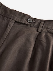 Chocolate Brown Stay Smart Wide Leg Linen Rich Trousers - Image 8 of 9