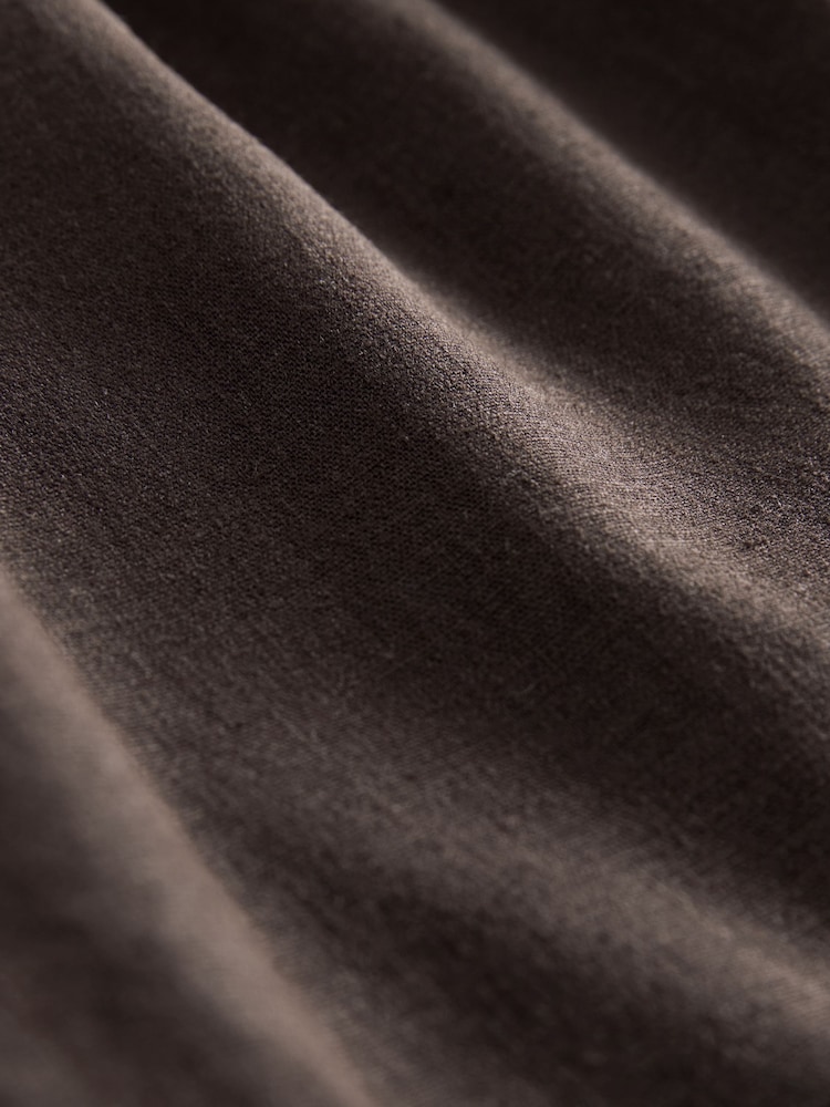 Chocolate Brown Stay Smart Wide Leg Linen Rich Trousers - Image 9 of 9