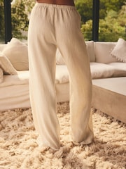 Neutral Wide Leg Textured Co-ord Trousers with Linen - Image 3 of 7