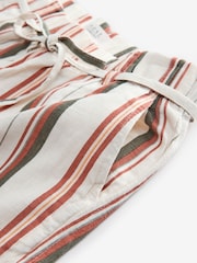 Ecru Stripe Tie Waist Wide Leg Linen Blend Trousers - Image 7 of 7