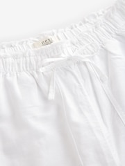 White Wide Leg Pull-On Linen Blend Trousers - Image 7 of 8