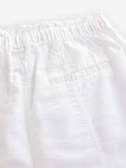 White Wide Leg Pull-On Linen Blend Trousers - Image 8 of 8