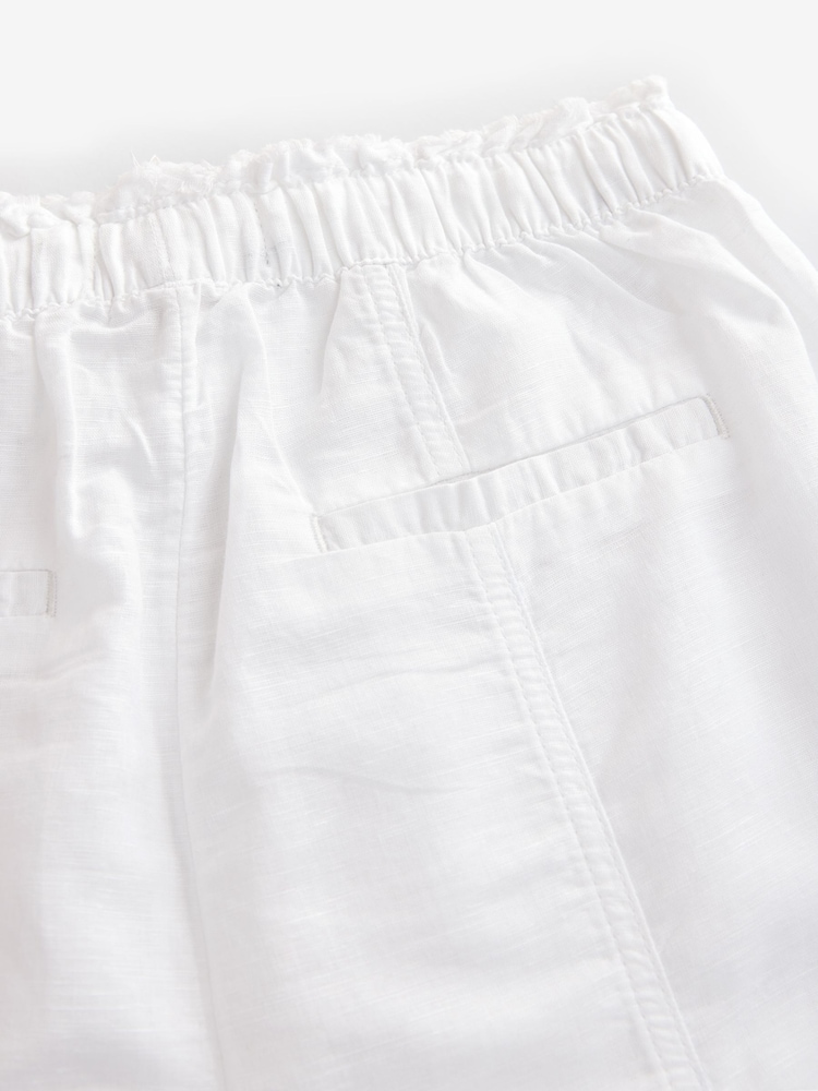 White Wide Leg Pull-On Linen Blend Trousers - Image 8 of 8