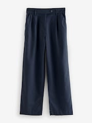 Navy Stay Smart Wide Leg Linen Rich Trousers - Image 5 of 7
