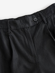 Black Stay Smart Barrel Leg Linen Rich Trousers - Image 7 of 8
