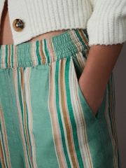 Green Stripe N. Premium 100% Linen Wide Leg Pull-on Trousers - Image 5 of 9