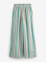 Green Stripe N. Premium 100% Linen Wide Leg Pull-on Trousers - Image 7 of 9