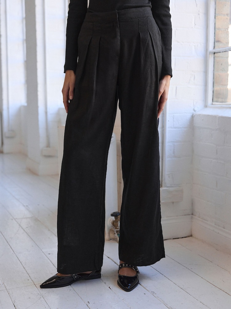 Black N. Premium Smart 100% Linen Trousers - Image 2 of 8