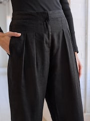 Black N. Premium Smart 100% Linen Trousers - Image 5 of 8
