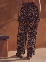 Palmier noir - Pantalon Blend lin large à taille nouée - Image 3 of 9
