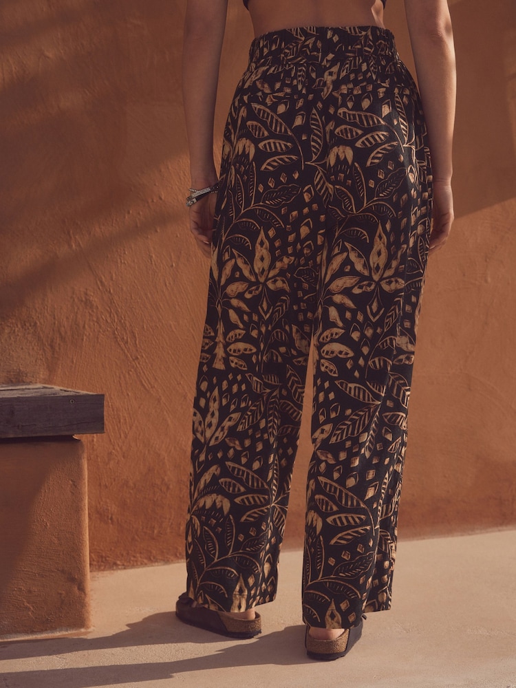 Palmier noir - Pantalon Blend lin large à taille nouée - Image 3 of 9