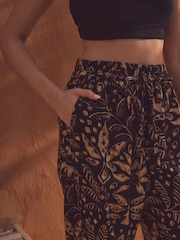 Palmier noir - Pantalon Blend lin large à taille nouée - Image 5 of 9