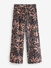 Palmier noir - Pantalon Blend lin large à taille nouée - Image 6 of 9