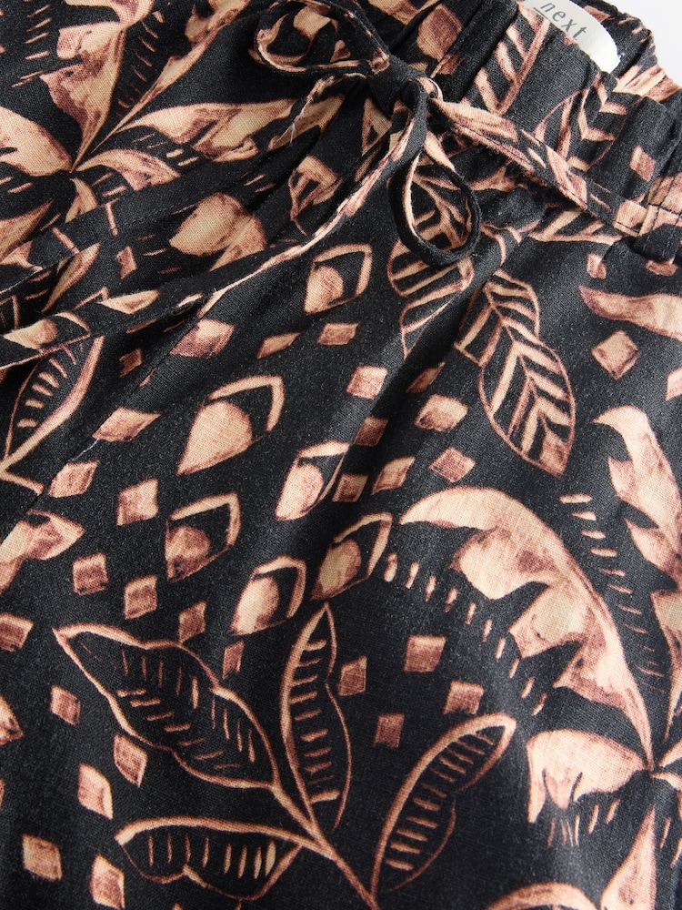 Palmier noir - Pantalon Blend lin large à taille nouée - Image 7 of 9