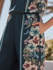 Vert bleu sarcelle - Wide Leg Trousers with Linen - Image 4 de 7
