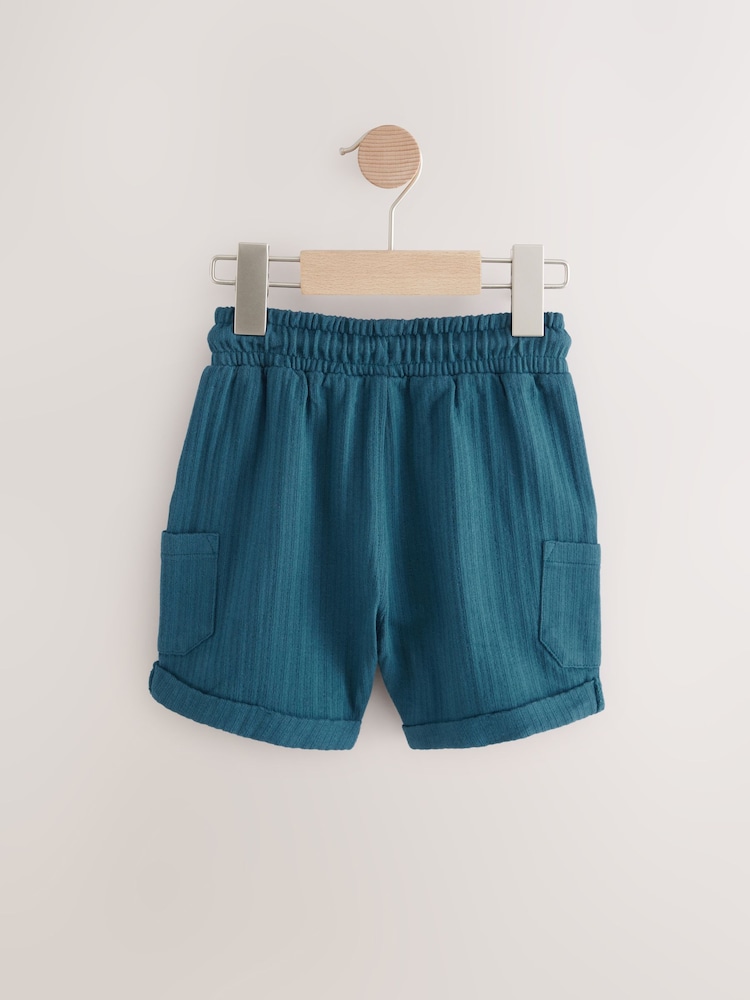 Синий - Легкие фактурные трикотажные шорты (3mths-7yrs) - Изображение 2 из 4