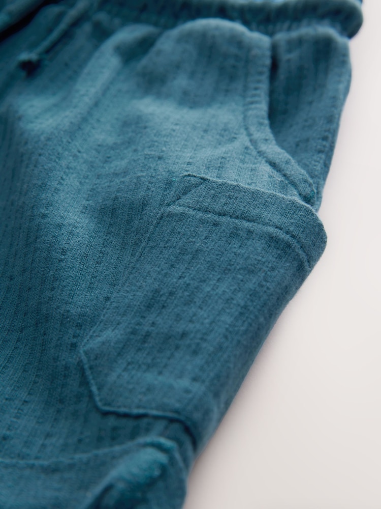 Blue Lightweight Textured Jersey Shorts (3mths-7yrs) - Image 3 of 4