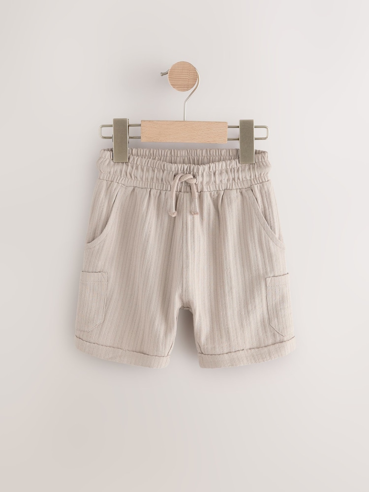 Светло-бежевая Off White - Легкие фактурные трикотажные шорты (3mths-7yrs) - Изображение 1 из 4