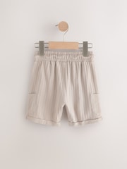 Светло-бежевая Off White - Легкие фактурные трикотажные шорты (3mths-7yrs) - Изображение 2 из 4