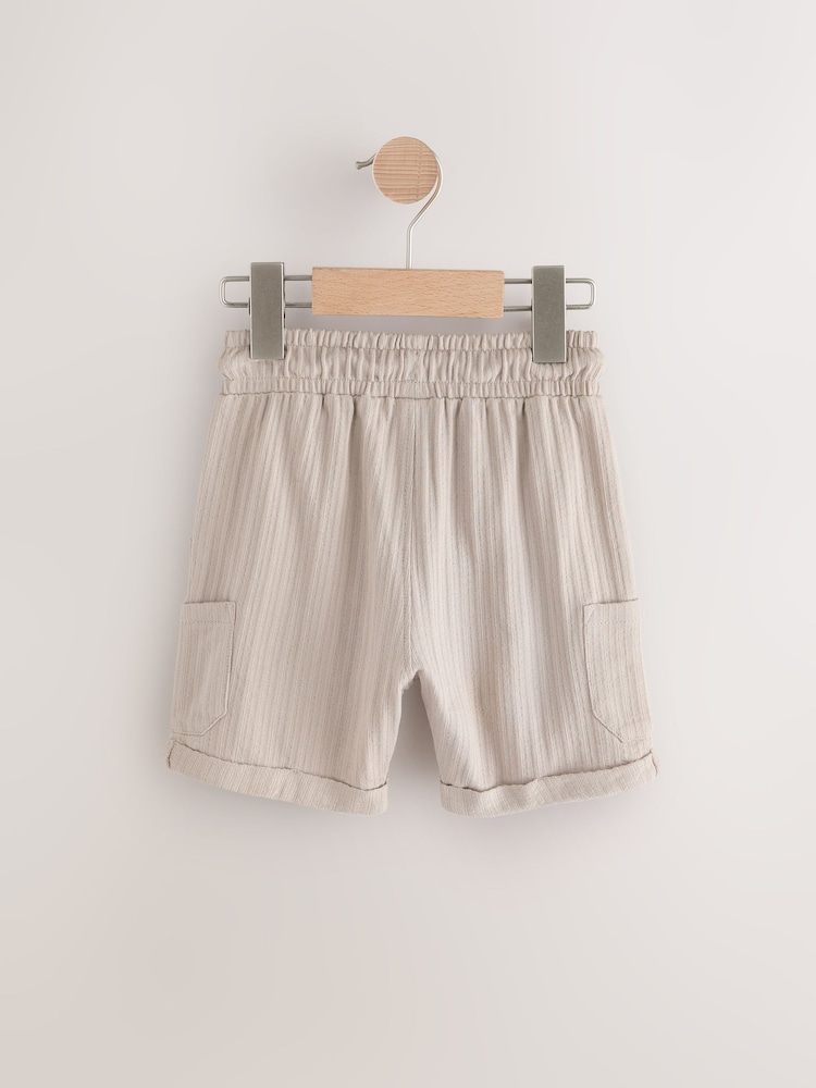 Светло-бежевая Off White - Легкие фактурные трикотажные шорты (3mths-7yrs) - Изображение 2 из 4