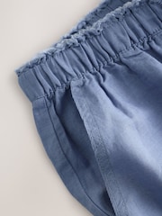 Blue Wide Leg Pull-On Linen Blend Trousers - Image 9 of 9