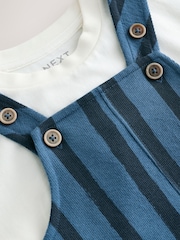 Blue/Black Stripe 100% Cotton Jersey Dungaree And T-Shirt Set (3mths-7yrs) - Image 8 of 9