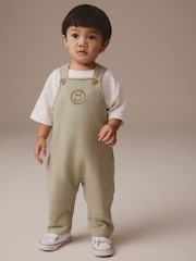 Sage Green 100% Cotton Jersey Dungaree And T-Shirt Set (3mths-7yrs) - Image 1 of 4