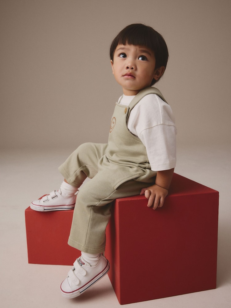 Sage Green 100% Cotton Jersey Dungaree And T-Shirt Set (3mths-7yrs) - Image 2 of 4