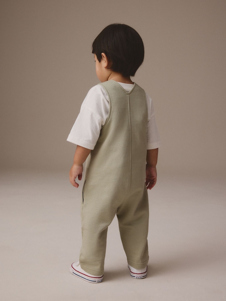 Sage Green 100% Cotton Jersey Dungaree And T-Shirt Set (3mths-7yrs) - Image 3 of 4