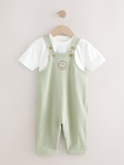 Sage Green 100% Cotton Jersey Dungaree And T-Shirt Set (3mths-7yrs) - Image 5 of 9