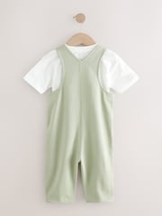 Sage Green 100% Cotton Jersey Dungaree And T-Shirt Set (3mths-7yrs) - Image 6 of 9