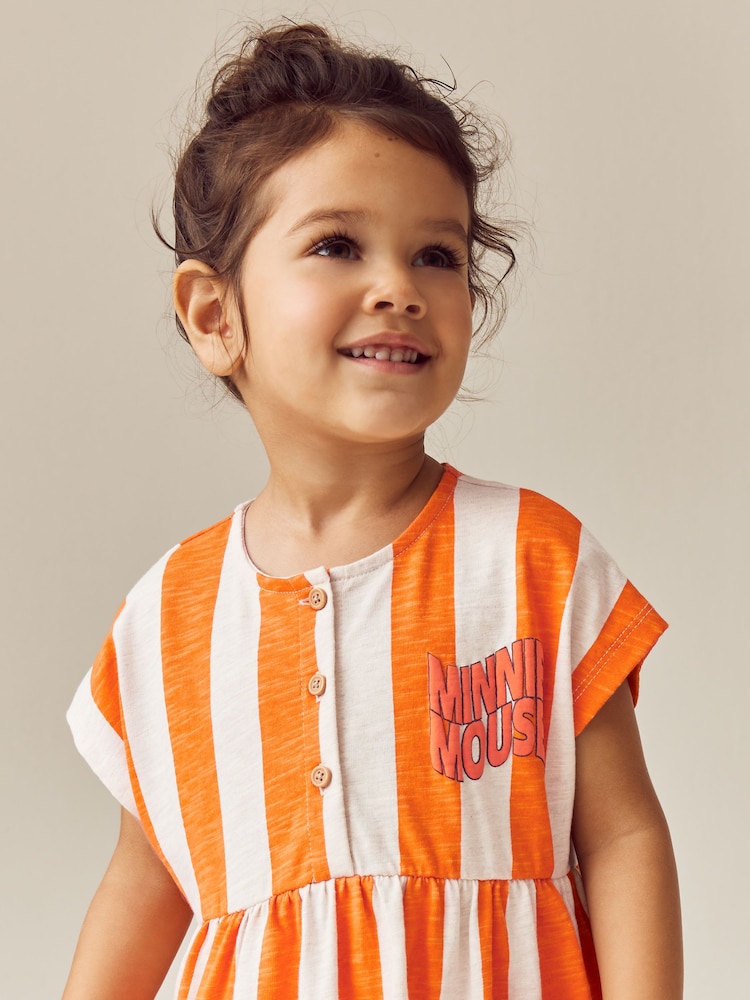 Minnie Mouse Orange Stripe Short Sleeve Jersey Dress (3mths-7yrs) - Image 3 of 10