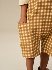 Tan Brown Gingham Jersey Dungaree and Short Sleeve T-Shirt Set (3mths-7yrs) - Image 4 of 4