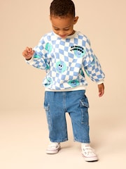 Blue on White All-Over Print Crew Neck Sweatshirt (3mths-7yrs) - Image 2 of 8