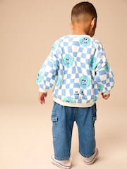 Blue on White All-Over Print Crew Neck Sweatshirt (3mths-7yrs) - Image 3 of 8
