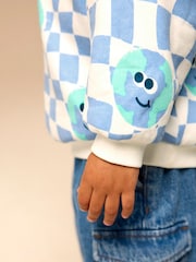 Blue on White All-Over Print Crew Neck Sweatshirt (3mths-7yrs) - Image 4 of 8