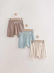 Mineral Blue/ Stripe/ Brown Lightweight Jersey Shorts 3 Pack (3mths-7yrs) - Image 1 of 7