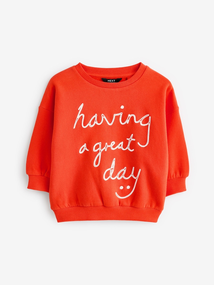 Red Embroidered Crew Neck Sweatshirt (3mths-7yrs) - Image 1 of 3