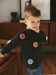 Charcoal Grey Embroidered Crew Neck Sweatshirt (3mths-7yrs) - Image 1 of 7